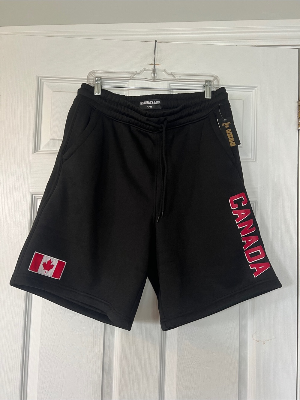 CANADA Black Men's Athletic Shorts with Flag Accent